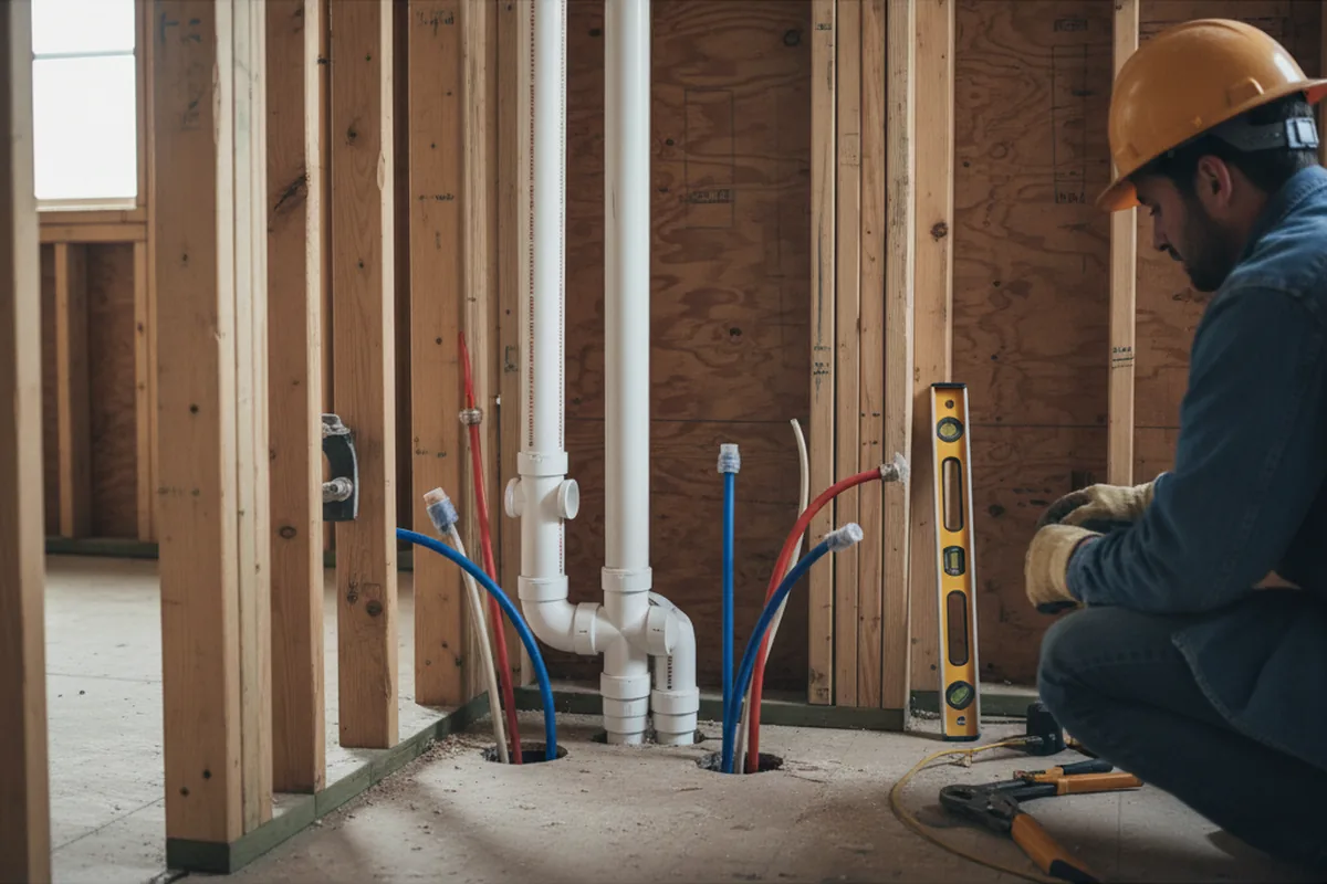 Drain and supply rough-in during Toilet Repair and Installation in Wayland